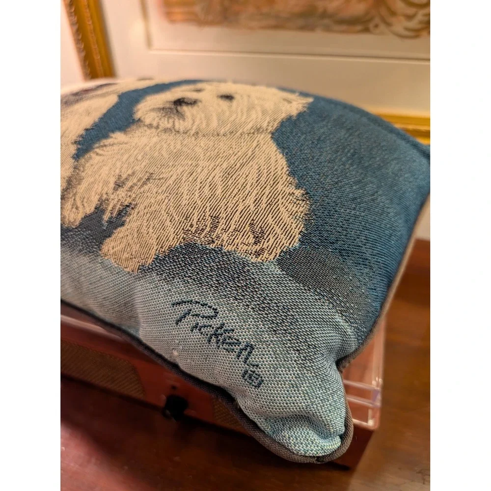 Linda Picken Westie Dog Woven Tapestry Decorative Throw Pillow‎ Blue 10x15